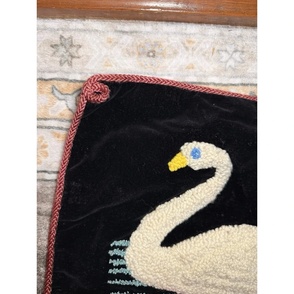 Vintage Velvet Swans & Lotus Punch‎ Embroidery Pillow Covers  17
